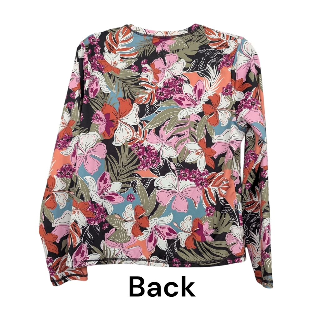 Roxy | Women's Rash Guard Swim Outdoor Long Sleeve Top | Tropical Floral | Large - Picture 4 of 7